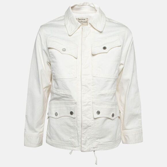 ZADIG & VOLTAIRE *Flawed* White Kimi Cotton Drill Button Up Denim Jacket Small - Picture 1 of 11